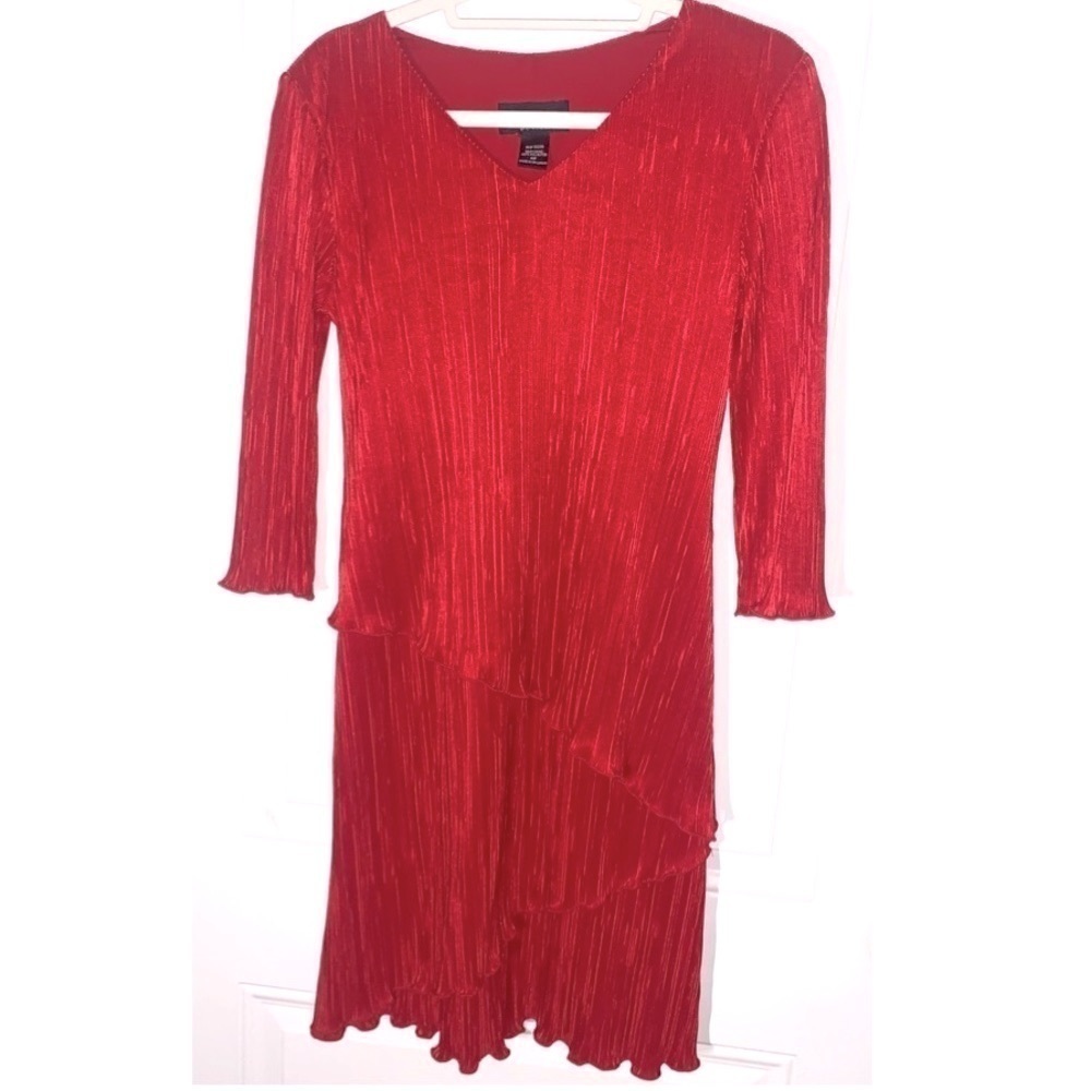 connected Petite Floral Pull On V Neck Long Sleeve Dress 6P